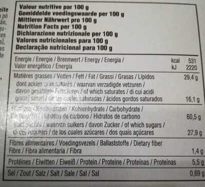 Craquant earl Grey bergamote nutrition facts table