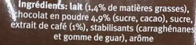 Choco macchiato ingredients label