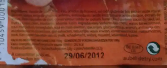 Cervelas ingredients label