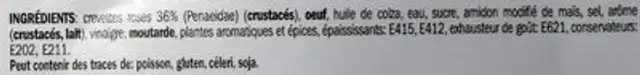 Crevettes roses ingredients label