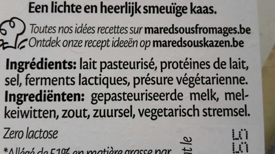 Light Cheese ingredients label