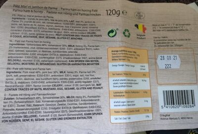 Pâté miel et jambon de Parme front packaging