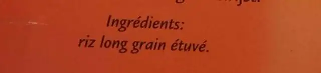 Riz long grain ingredients label