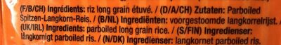 2.5KG Riz Long Grain Cuisson 10' Incle Ben's ingredients label