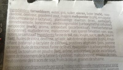 sandwisches au lait ingredients label