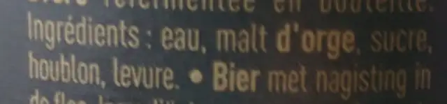 Bons Voeux ingredients label