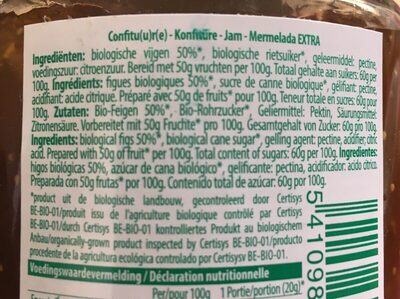 Vijgen Confituur bio ingredients label