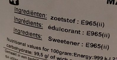 Maltitol en poudre ingredients label