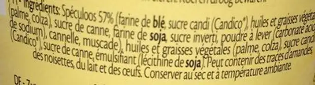 Spéculoos à Tartiner 350G ingredients label