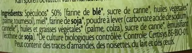 Pâte de Speculoos ingredients label