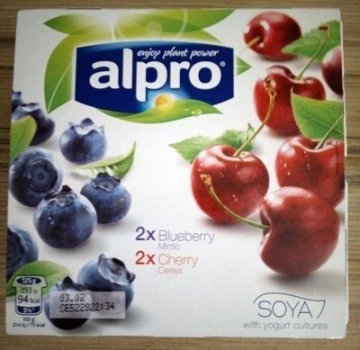 Alpro 2x blueberry 2x cherry front packaging