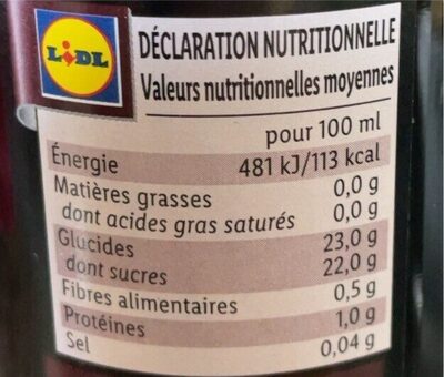 Vinaigre balsamique de Modène nutrition facts table