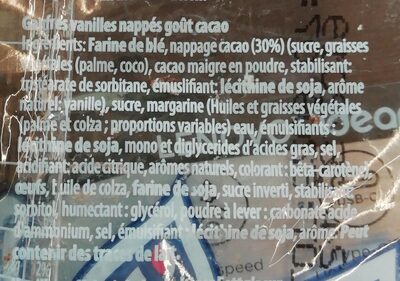 Chocolate Waffle ingredients label