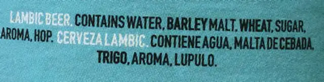 Witte Lambic ingredients label