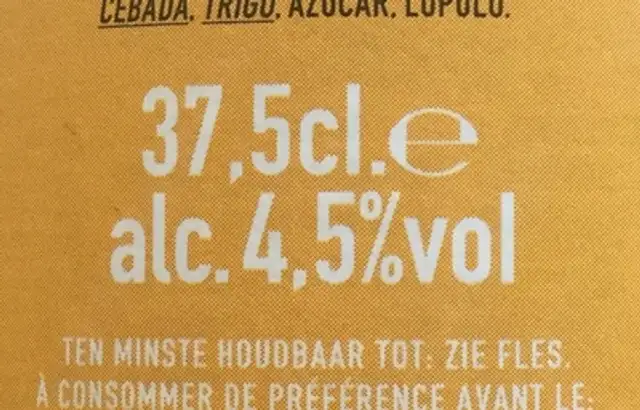 Gueuze Lambic nutrition facts table