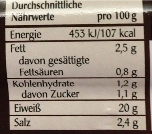 Aoste Hähnchenbrustfilet, Hähnchen nutrition facts table