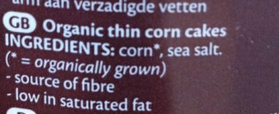 Maiswaffeln ingredients label