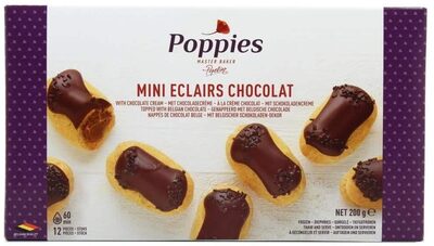 12 Mini éclairs Pâtissiers, Au Chocolat, 200 Grammes, Marque Poppies