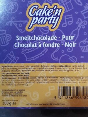 Cake'n party chocolat à fondre noir