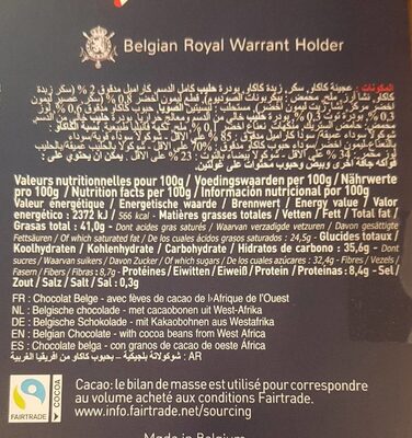 Assortiment Mini Tablettes nutrition facts table