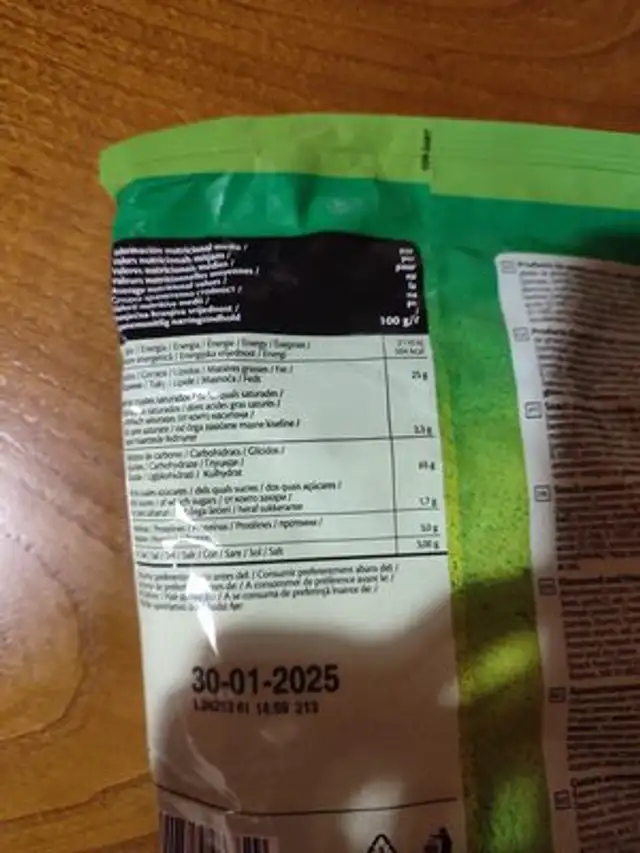 letters with pizza Flavour nutrition facts table