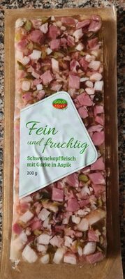 Schweinskopffleisch mit Gurke in Aspik