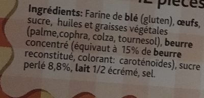 Galettes Au Beurre Sucre Perlé In Blister 375G ingredients label