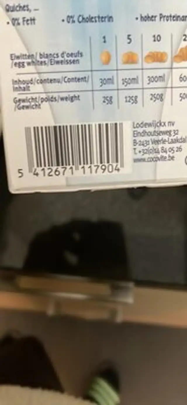 Eiwit Blanc d'oeuf / egg whites / Eiweissen nutrition facts table