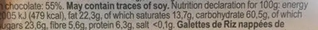 Galettes Riz Choco nutrition facts table