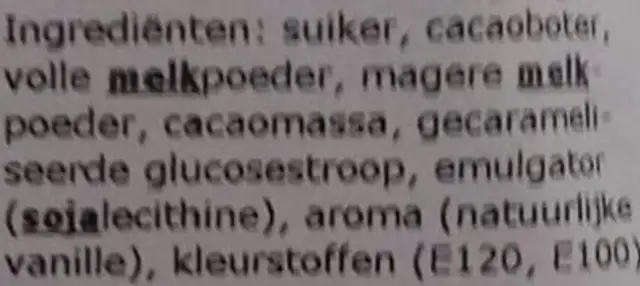 Sucette en chocolat ingredients label