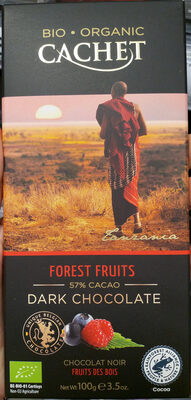 Forest fruit dark chocolate front packaging