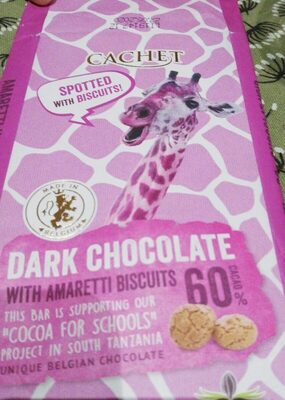 Dark chocolate with amaretti biscuits front packaging