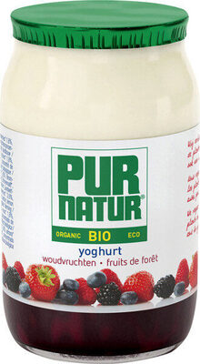 Yogur con una base de frutas del bosque ecológico tarro