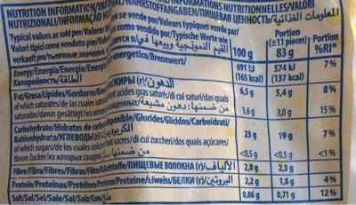 Papas Noisettes Pre Fritas Congeladas 1KG Mydibel Bsa nutrition facts table