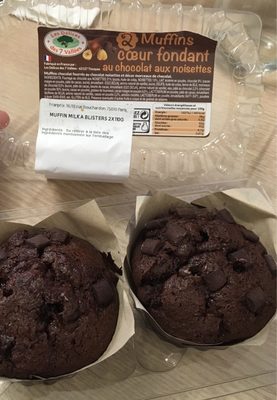 2 muffins Cœur Fondant au Chocolat aux Noisettes