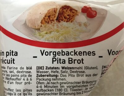 Pain pita precuit front packaging