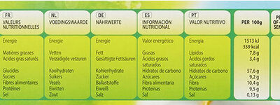 Céréale Tilo's Aux Fruits Crunchy nutrition facts table