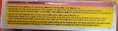 Crêpes jambon et fromage ingredients label