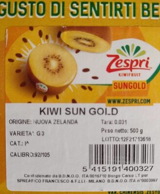 Kiwi Sun Gold front packaging