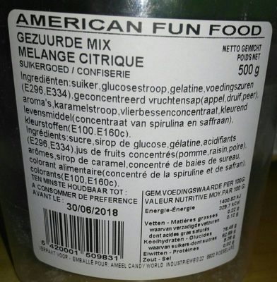 American Fun Food Mix Citrique En Seau 12X500G