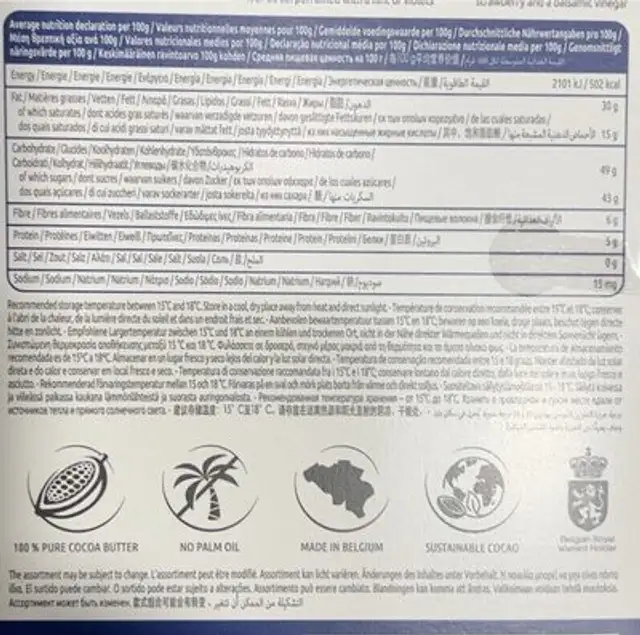 Leonidas nutrition facts table
