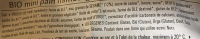 Mini pain hamburguer graine de sésame ingredients label