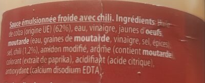 Sauce Samourai ingredients label