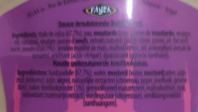 Sauce blanche a l ail ingredients label