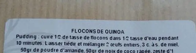 flocons de quinoa ingredients label
