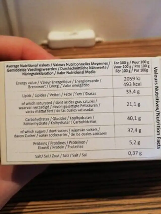 Cœur caramel Bel&Bio nutrition facts table