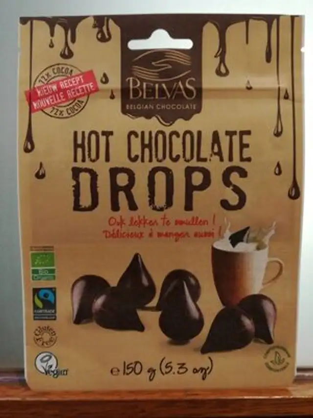Hot chocolate Drops front packaging