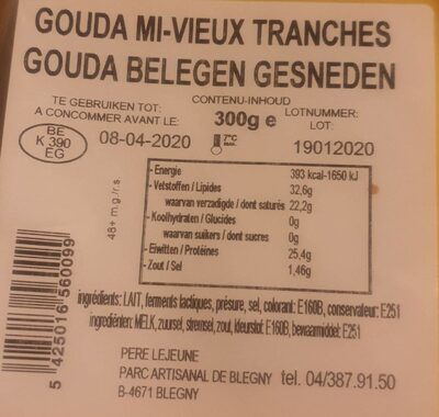 Gouda mi-vieux tranches