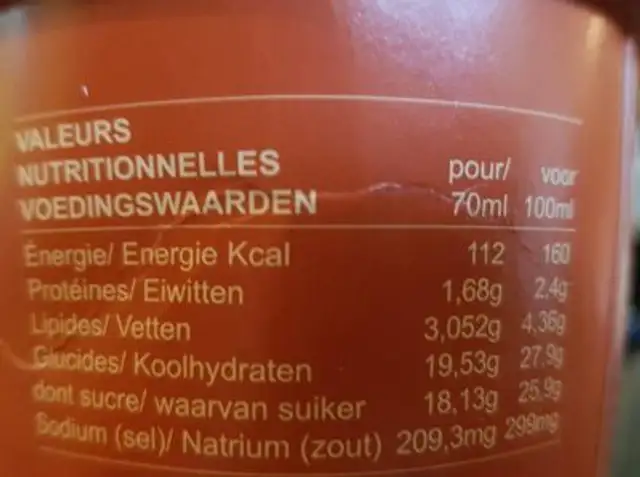 Maurice & fernand caramel salé nutrition facts table
