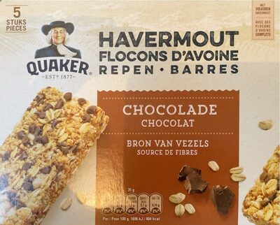 Barres aux flocons d’avoine et morceaux de chocolat